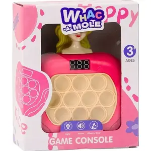Сенсорная игрушка Pop-It LEANToys Wac A Mole 19903 — розовая, с подсветкой и звуком, форма куклы