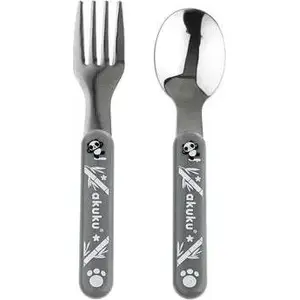 Cutlery set akuku ALA0100 — metal children's utensils, grey