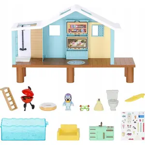 BLUEY Bluey Beach Cabin piepūšamā spēļu mājiņa — Bluey tēls, kompakta pludmales mājiņa