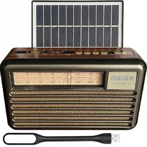 Portable radio LTC LX521BTG (MK-193BT) with solar panel, FM, Bluetooth, USB, SD, AUX, USB light, gray