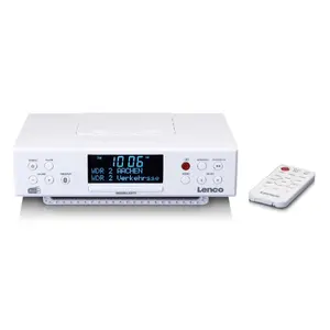Virtuves radio Lenco KCR-190 — DAB+/FM/PLL, 2‑ceļu skaļrunis, 3.3" LCD, Bluetooth, 3.5 mm, balts