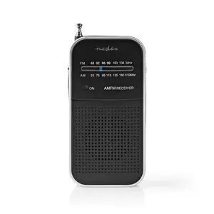 Portable radio Nedis RDFM1110SI — Analog AM/FM, 0.5 W, 3.5 mm jack, 4 cm driver, Black