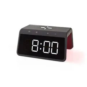 Digital alarm clock Nedis WCACQ30BK — LCD display, white backlight, battery/USB power, CR2032, 140×73×117 mm, black