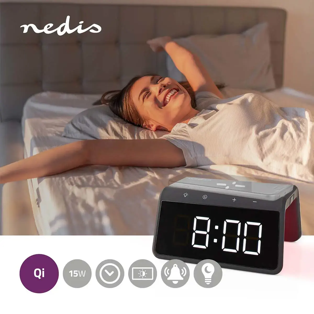 Nedis WCACQ30BK digital alarm clock Photo 7