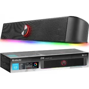 Soundbar DEFENDER Z10 2.0, 6W, black, volume control, LED lighting, USB/Bluetooth, 80Hz–20kHz