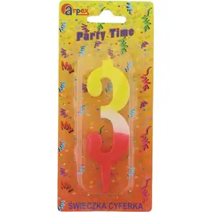 Candle number '3' Arpex — decorative numeric birthday candle, wax numeral 3