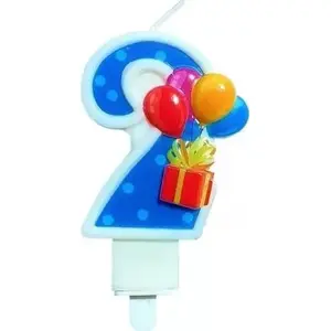 Candle number 2 with balloons, MK TRADE MKTR0067 — birthday cake numeral candle