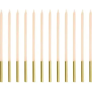 Birthday candles KIK smooth beige 14 cm 12 pcs