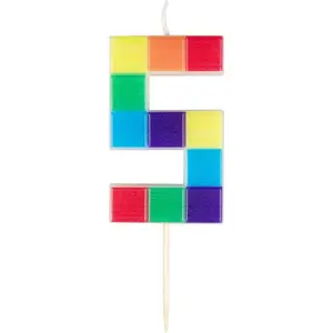 Birthday numeral candle Adikbal number 5, block-style, height 7 cm