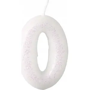Numeric birthday candle '0' AMSCAN model 9904375, glitter finish