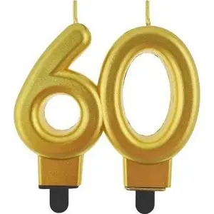 GoDan candle digit 6 — metallic gold numeral candle 8 cm