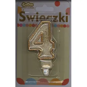 Candle numeral '4' with gold outline GoDan model GODA1921