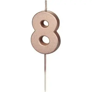 Birthday candle Inspiruj model '8' pink gold, 4.5 cm