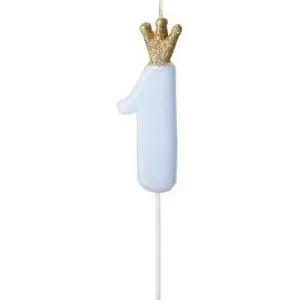 Dzimšanas dienas svece cipars 1 PartyDeco, gaiši zila, 9,5 cm