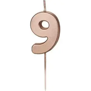 Birthday candle Inspiruj model 9 in rose gold, height 4.5 cm, numeral-shaped