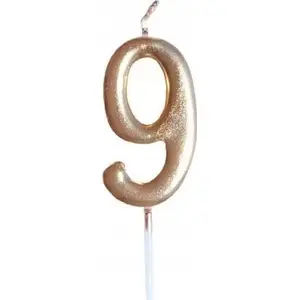 Birthday Candle MK TRADE model '9' gold — numeral candle for cakes, single-piece, decorative