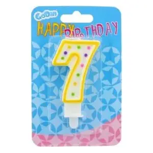 Birthday number candle '7' with polka dots — GoDan