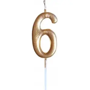 Birthday Candle MK TRADE model 6 gold — numeral-shaped candle, single digit