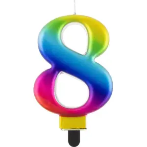 Dzimšanas dienas svece GoDan cipars "8" daudzkrāsaina, augstums 8 cm