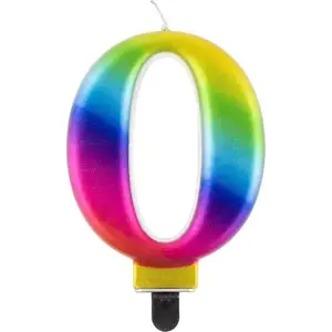 Birthday Candle GoDan model GODA2052 numeral '0' multicolor 8 cm
