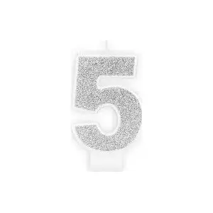 Dzimšanas dienas svece cipars 5 sudrabota – PartyDeco