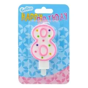 Birthday candle numeral 8 with dots, GoDan — decorative cake candle number 8