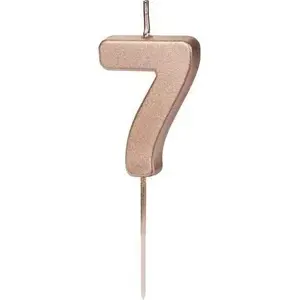 Birthday Candle Inspiruj number 7 pink gold, height 4.5 cm