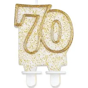 Candle number 7 gold outline GoDan – decorative birthday numeral candle