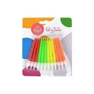 Birthday candles Arpex premium neon — set of 12 neon-colored birthday candles