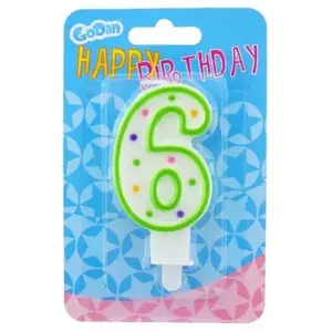Birthday Candle Number 6 with Polka Dots GoDan