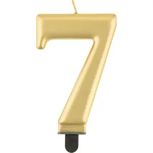 Birthday Candle GoDan model 7 gold 8 cm — numeral shaped decorative candle