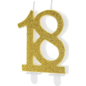 Свеча для 18-летия PartyDeco с золотым глиттером – 1 шт., универсальная