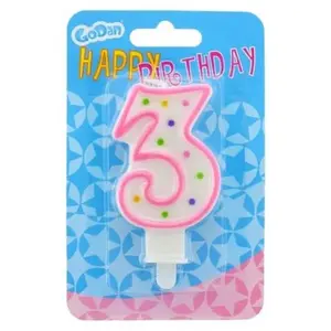 Birthday Candle Number 3 with Polka Dots GoDan