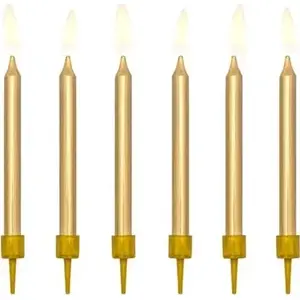 Birthday Candles PartyDeco gold 6 cm, pack of 6 — universal birthday cake candles
