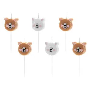 Kūkas svecīte/šampanietis PartyDeco SCS-11 daudzkrāsaina, 6 gab., augstums 30 mm