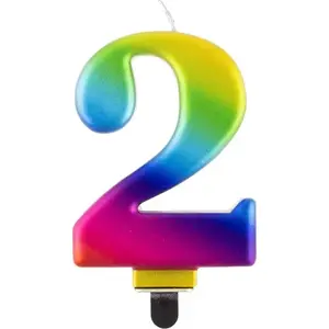 Birthday candle numeral 2 multicolor 8 cm — GoDan