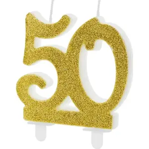 Свеча PartyDeco для 50-летия со золотым блеском — 1 шт., универсальная