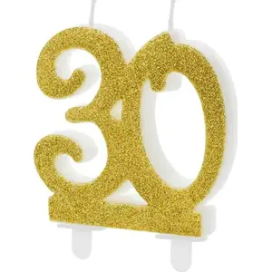 Свеча PartyDeco для 30-летия со золотым глиттером – 1 шт., универсальная