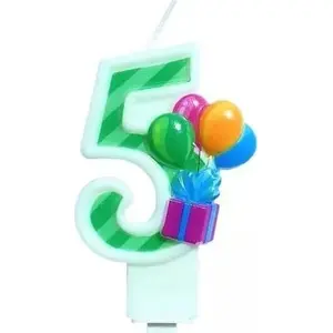 Candle Number 5 with Balloons, MK TRADE — decorative birthday cake numeral