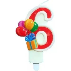 Number Candle '6' with Balloons, MK TRADE MKTR0071