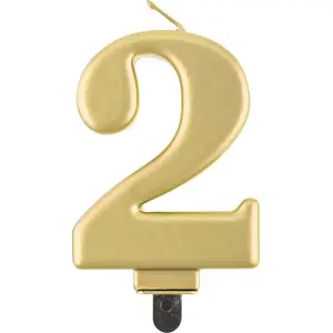 Dzimšanas dienas svecīte GoDan modelis „2”, zelta, 8 cm