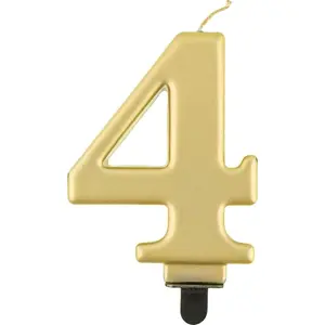 Birthday candle number 4 GoDan gold, 8 cm