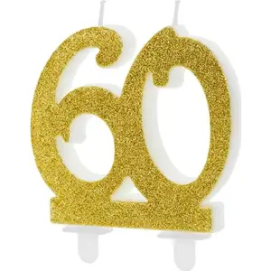 Candle PartyDeco PARX1283 for 60th Birthday with Gold Glitter — 1 pc, Universal
