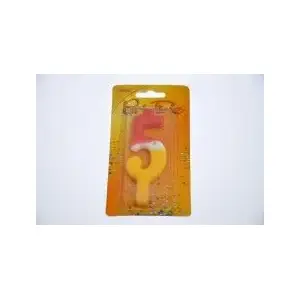 Arpex candle numeral '5' — Arpex Swieczka cyferka kolor nr 5 — birthday numeral candle