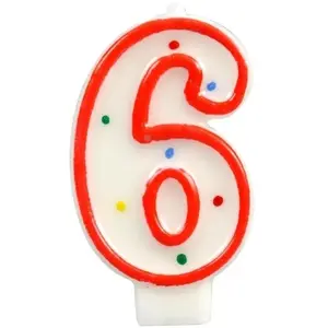 Number Candle '6' with Polka Dots, Arpex — birthday cake numeral candle 6