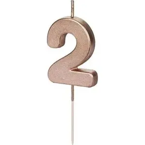 Birthday Candle Inspiruj — numeral 2, rose gold finish, 4.5 cm height
