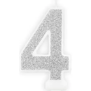 Numeric Glitter Candle PartyDeco — Number 4 — single piece, universal fit