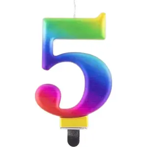 Dzimšanas dienas svecīte GoDan modelis "5" daudzkrāsaina, 8 cm