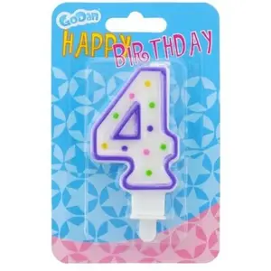 Birthday candle number 4 with dots, GoDan Świeczka urodzinowa cyferka 4 z kropeczkami