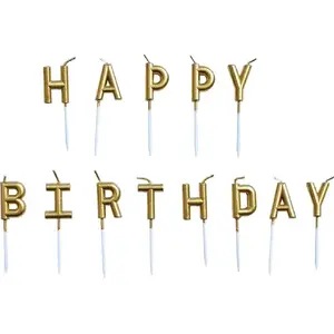 Birthday candles MK TRADE model KX5827 metallic gold — numeral-style decorative candles